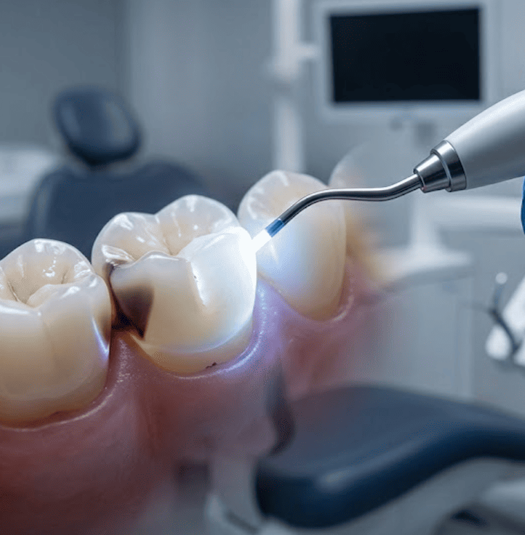 Transiluminación con fibra óptica y luz LED dental